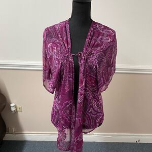 Izod See Through Blouse with Tie Front
